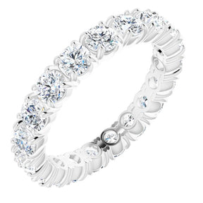 Platinum Round Natural Diamond Shared Split-Prong Eternity Band – 3 mm Stones