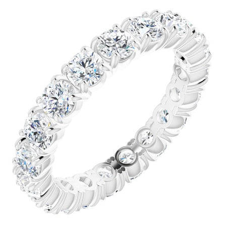 Platinum Round Lab-Grown Diamond Shared Split-Prong Eternity Band – 3 mm Stones