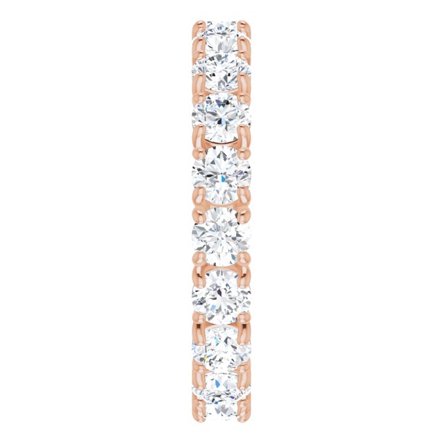14K Gold Round Lab-Grown Diamond Shared Split-Prong Eternity Band – 3 mm Stones - Rose Gold - view 4