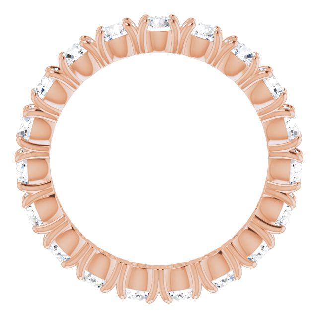 14K Gold Round Lab-Grown Diamond Shared Split-Prong Eternity Band – 3 mm Stones - Rose Gold - view 2