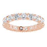 14K Gold Round Lab-Grown Diamond Shared Split-Prong Eternity Band – 3 mm Stones - Rose Gold - view 3