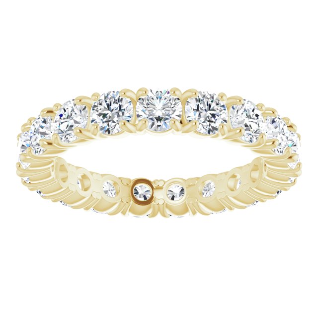 14K Gold Round Lab-Grown Diamond Shared Split-Prong Eternity Band – 3 mm Stones - Yellow Gold - view 3
