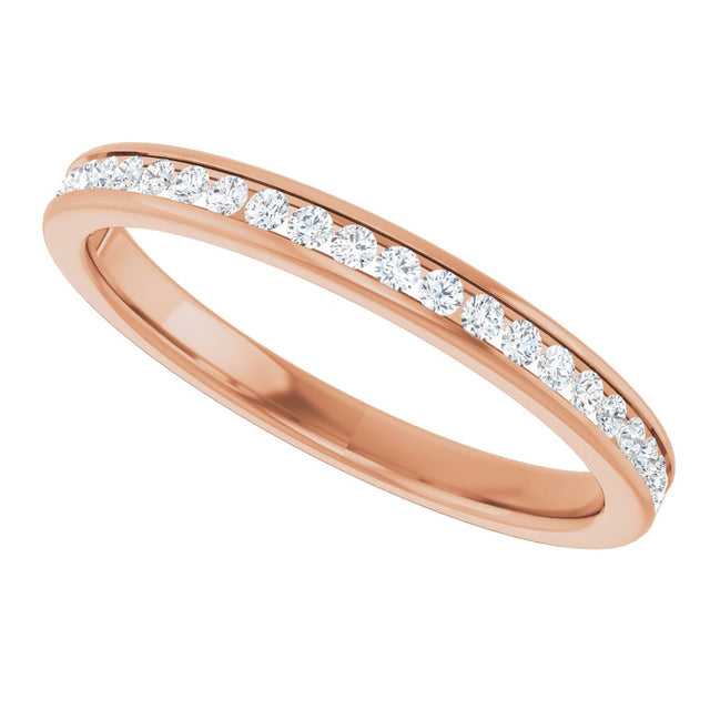 14K Gold Round Lab-Grown Diamond Channel-Set Anniversary Band – 1/5 CTW - Rose Gold - view 5