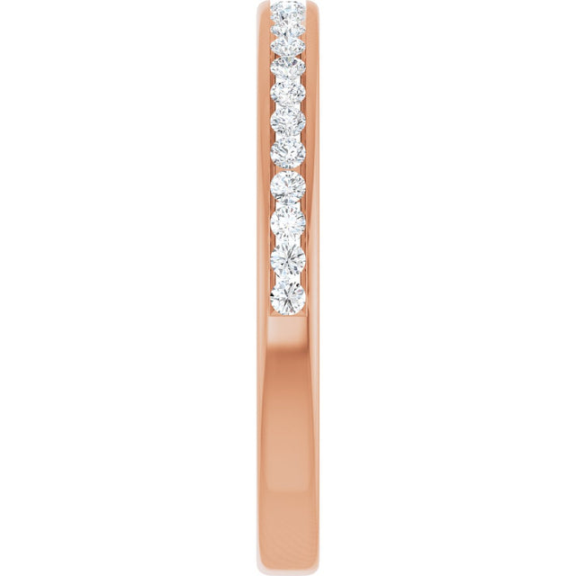 14K Gold Round Lab-Grown Diamond Channel-Set Anniversary Band – 1/5 CTW - Rose Gold - view 4