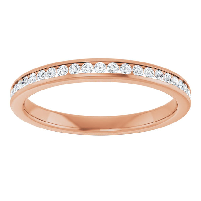 14K Gold Round Lab-Grown Diamond Channel-Set Anniversary Band – 1/5 CTW - Rose Gold - view 3
