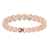 14K Gold Round Natural Diamond Eternity Band – 1.5 mm Stones - Rose Gold - view 3