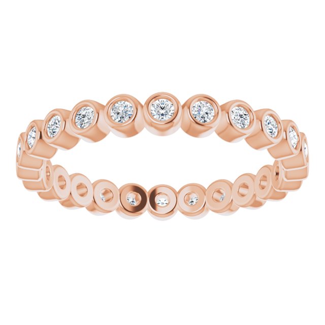 14K Gold Round Natural Diamond Eternity Band – 1.5 mm Stones - Rose Gold - view 3