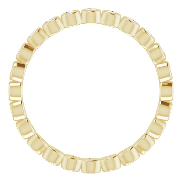 14K Gold Round Natural Diamond Eternity Band – 1.5 mm Stones - Yellow Gold - view 2
