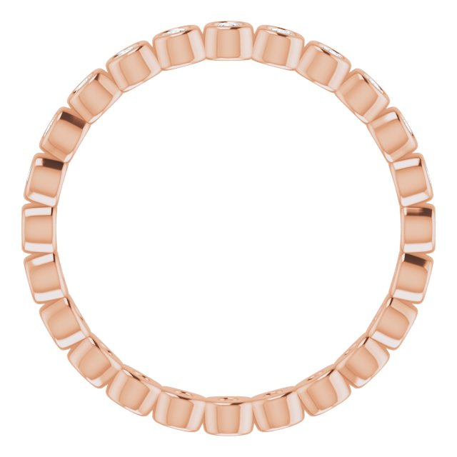 14K Gold Round Natural Diamond Eternity Band – 1.5 mm Stones - Rose Gold - view 2