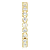 14K Gold Round Natural Diamond Eternity Band – 1.5 mm Stones - Yellow Gold - view 4