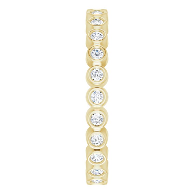 14K Gold Round Natural Diamond Eternity Band – 1.5 mm Stones - Yellow Gold - view 4