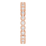 14K Gold Round Natural Diamond Eternity Band – 1.5 mm Stones - Rose Gold - view 4