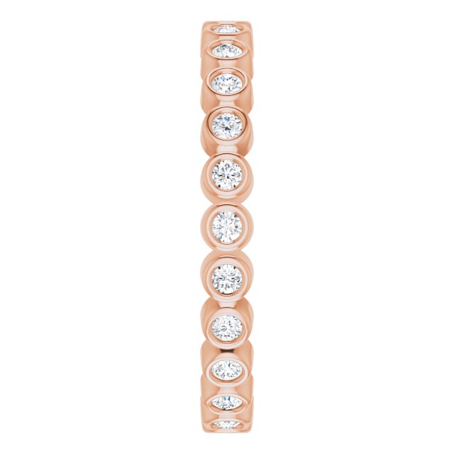 14K Gold Round Natural Diamond Eternity Band – 1.5 mm Stones - Rose Gold - view 4