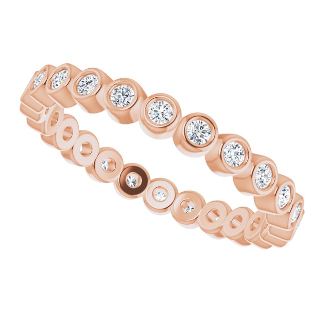 14K Gold Round Natural Diamond Eternity Band – 1.5 mm Stones - Rose Gold - view 5
