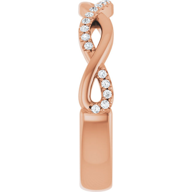 14K Gold Round Lab-Grown Diamond Infinity-Inspired Anniversary Band – 1/8 CTW - Rose Gold - view 4