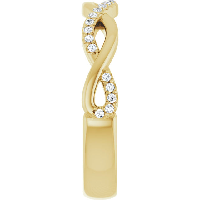 14K Gold Round Lab-Grown Diamond Infinity-Inspired Anniversary Band – 1/8 CTW - Yellow Gold - view 4