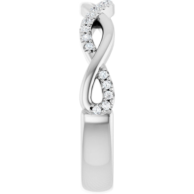 Platinum Round Natural Diamond Infinity-Inspired Anniversary Band – 1/8 CTW - view 4