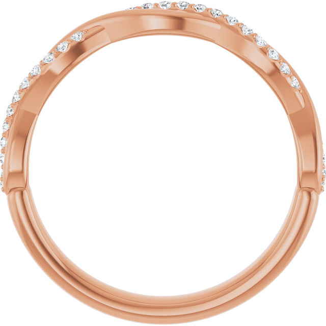 14K Gold Round Lab-Grown Diamond Infinity-Inspired Anniversary Band – 1/8 CTW - Rose Gold - view 2