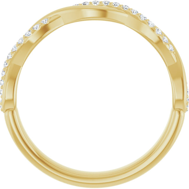 14K Gold Round Lab-Grown Diamond Infinity-Inspired Anniversary Band – 1/8 CTW - Yellow Gold - view 2