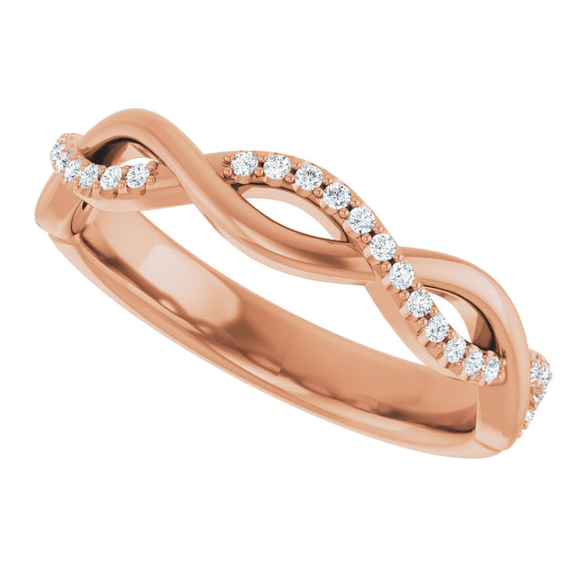 14K Gold Round Lab-Grown Diamond Infinity-Inspired Anniversary Band – 1/8 CTW - Rose Gold - view 5