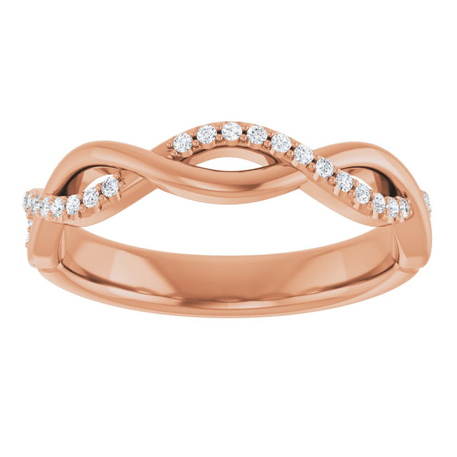14K Gold Round Lab-Grown Diamond Infinity-Inspired Anniversary Band – 1/8 CTW - Rose Gold - view 3