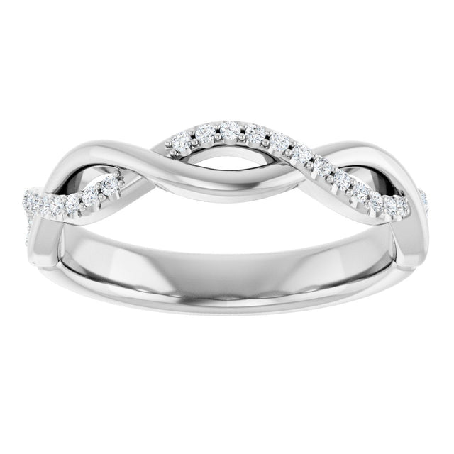 Platinum Round Natural Diamond Infinity-Inspired Anniversary Band – 1/8 CTW - view 3