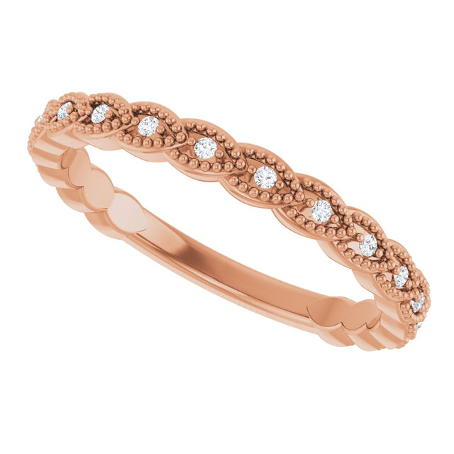 14K Gold Round Natural Diamond Anniversary Band – .07 CTW - Rose Gold - view 5