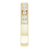 14K Gold Round Lab-Grown Diamond Milgrain Edge Anniversary Band – 3/8 CTW - Yellow Gold - view 4