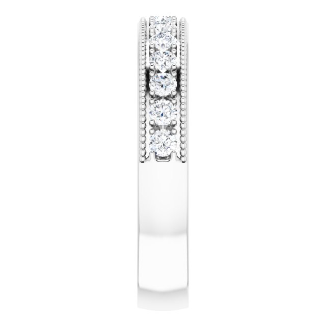 Platinum Round Natural Diamond Milgrain Edge Anniversary Band – 1/5–3/8 CTW - view 4