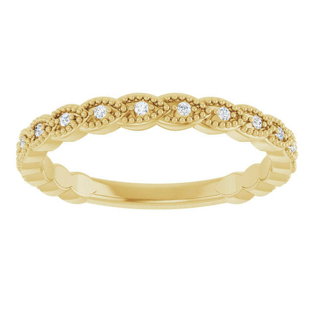 14K Gold Round Natural Diamond Anniversary Band – .07 CTW - Yellow Gold - view 3