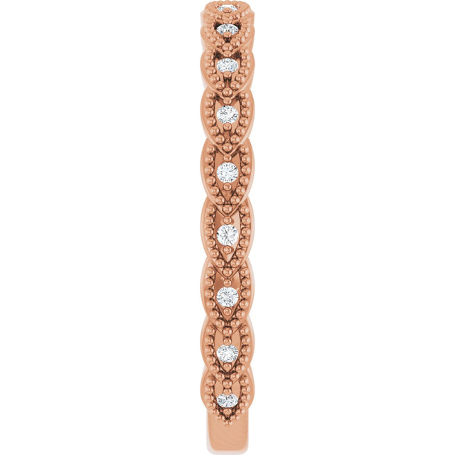 14K Gold Round Natural Diamond Anniversary Band – .07 CTW - Rose Gold - view 4