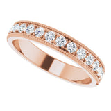 14K Gold Round Lab-Grown Diamond Milgrain Edge Anniversary Band – 3/8 CTW - Rose Gold - view 5