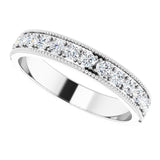 14K Gold Round Lab-Grown Diamond Milgrain Edge Anniversary Band – 3/8 CTW - White Gold - view 5