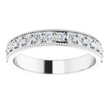 Platinum Round Natural Diamond Milgrain Edge Anniversary Band – 1/5–3/8 CTW - view 3
