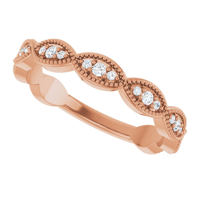 14K Gold Round Lab-Grown Diamond Infinity-Inspired Anniversary Band – 1/5 CTW - Rose Gold - view 5
