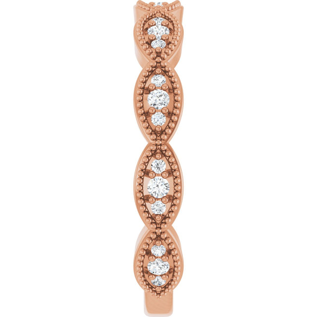 14K Gold Round Lab-Grown Diamond Infinity-Inspired Anniversary Band – 1/5 CTW - Rose Gold - view 4