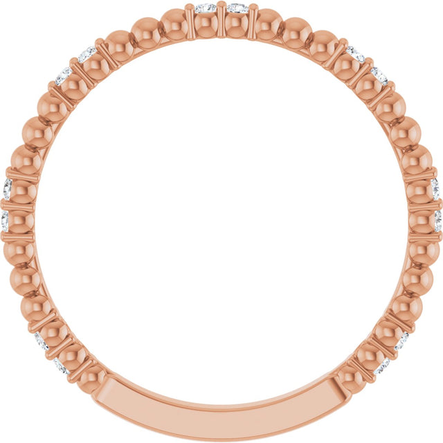 14K Gold Round Lab-Grown Diamond Beaded Anniversary Band – 1/8 CTW - Rose Gold - view 2