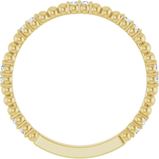 14K Gold Round Lab-Grown Diamond Beaded Anniversary Band – 1/8 CTW - Yellow Gold - view 2