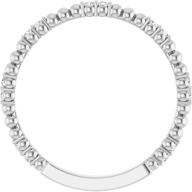 Platinum Round Lab-Grown Diamond Beaded Anniversary Band – 1/8 CTW - view 2