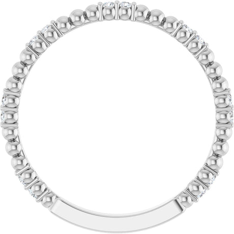 Platinum Round Natural Diamond Beaded Anniversary Band – 1/8 CTW - view 2