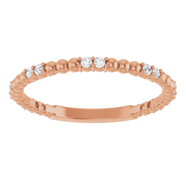 14K Gold Round Lab-Grown Diamond Beaded Anniversary Band – 1/8 CTW - Rose Gold - view 3