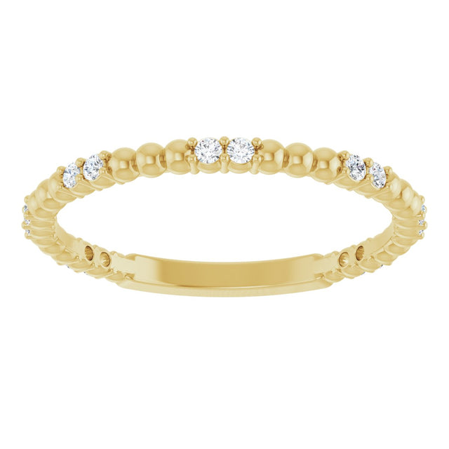 14K Gold Round Lab-Grown Diamond Beaded Anniversary Band – 1/8 CTW - Yellow Gold - view 3