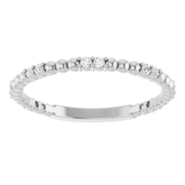 Platinum Round Natural Diamond Beaded Anniversary Band – 1/8 CTW - view 3