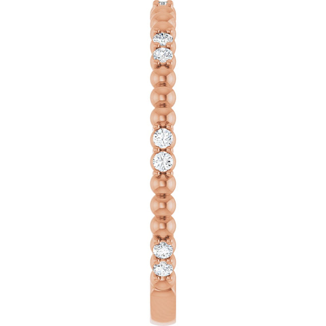 14K Gold Round Lab-Grown Diamond Beaded Anniversary Band – 1/8 CTW - Rose Gold - view 4