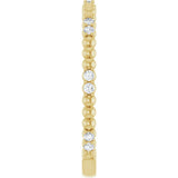 14K Gold Round Natural Diamond Beaded Anniversary Band – 1/8 CTW - Yellow Gold - view 4