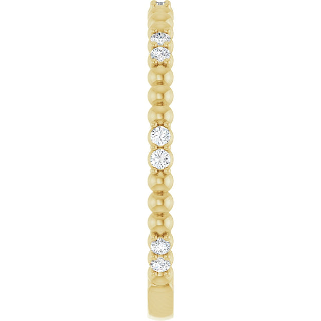 14K Gold Round Lab-Grown Diamond Beaded Anniversary Band – 1/8 CTW - Yellow Gold - view 4