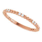 14K Gold Round Lab-Grown Diamond Beaded Anniversary Band – 1/8 CTW - Rose Gold - view 5