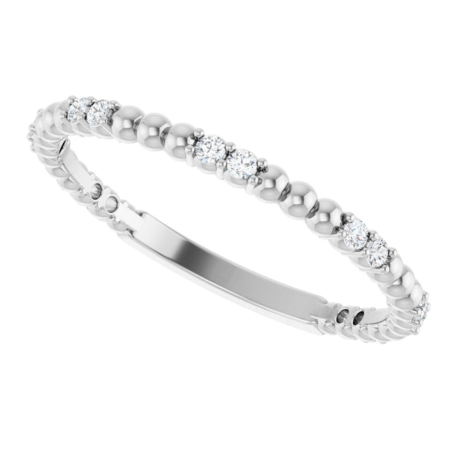 Platinum Round Lab-Grown Diamond Beaded Anniversary Band – 1/8 CTW - view 5
