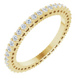 14K Gold Round Natural Diamond Shared-Prong Eternity Band – 1.3 mm Stones (3/8–1/2 CTW) - Yellow Gold