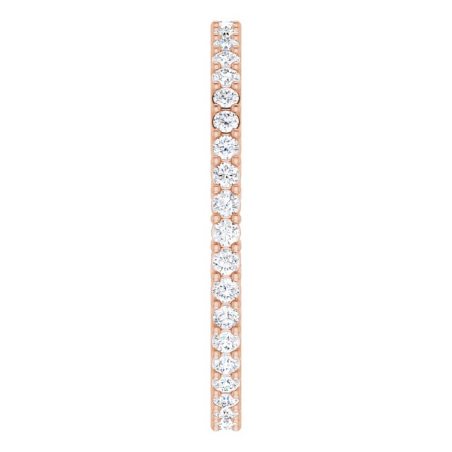 14K Gold Round Natural Diamond Shared-Prong Eternity Band – 1.3 mm Stones (3/8–1/2 CTW) - Rose Gold - view 4